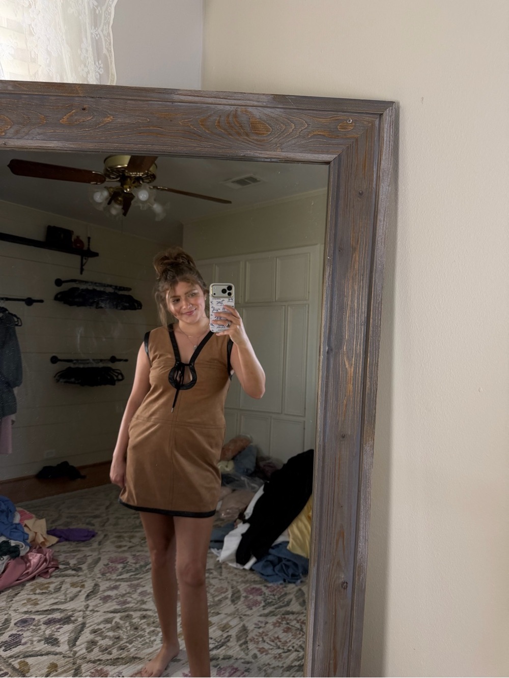 Anthropologie Faux Suede Shell Mini Dress